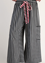 Load image into Gallery viewer, Black &amp; Gray Stipe Side Pocket Pants
