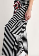Load image into Gallery viewer, Black &amp; Gray Stipe Side Pocket Pants

