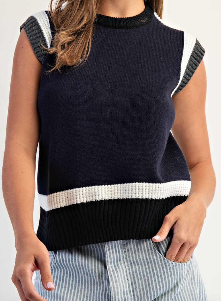 Black Cap Sleeve Sweater