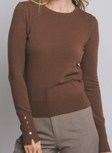 Load image into Gallery viewer, Brown Lightwieght Sweater w/ Detailed Cuff
