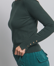 Load image into Gallery viewer, Hunter Green Lightweight Sweater w/ Detailed Cuff
