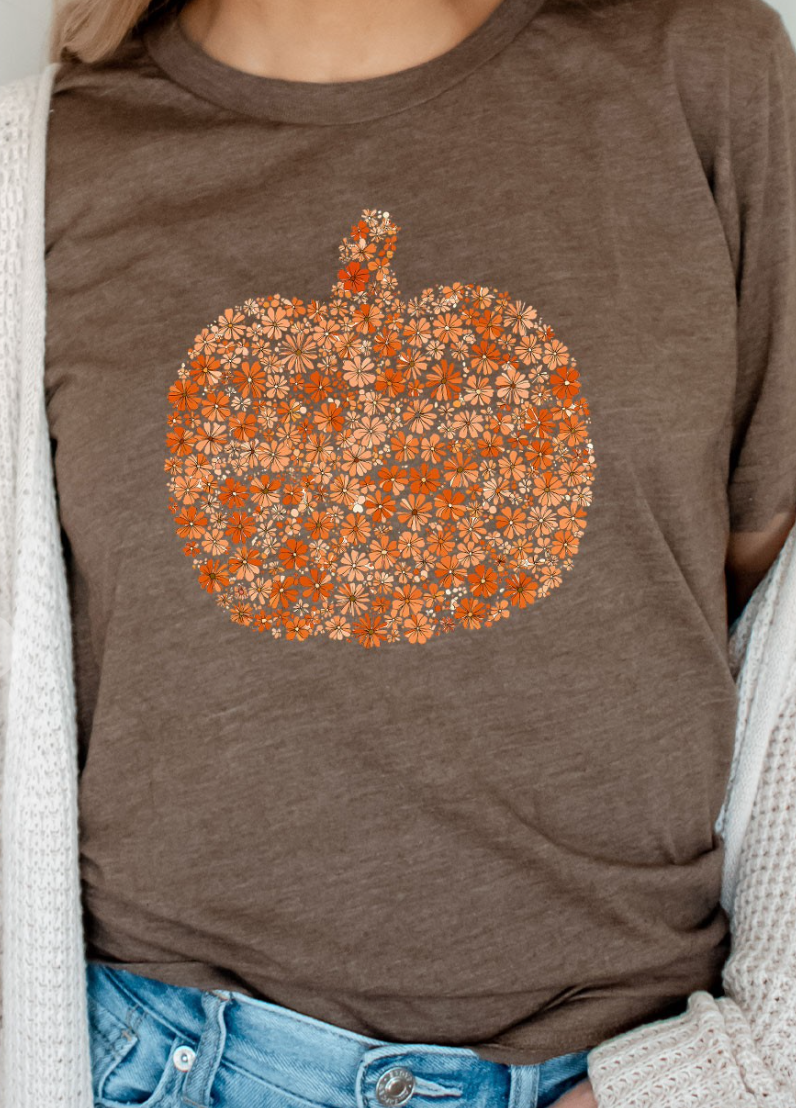 Fall Floral Pumpkin Tee
