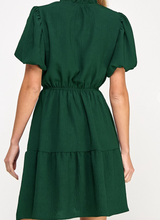 Load image into Gallery viewer, Hunter Green V-Neck Ruffle Short Sleeve Dress

