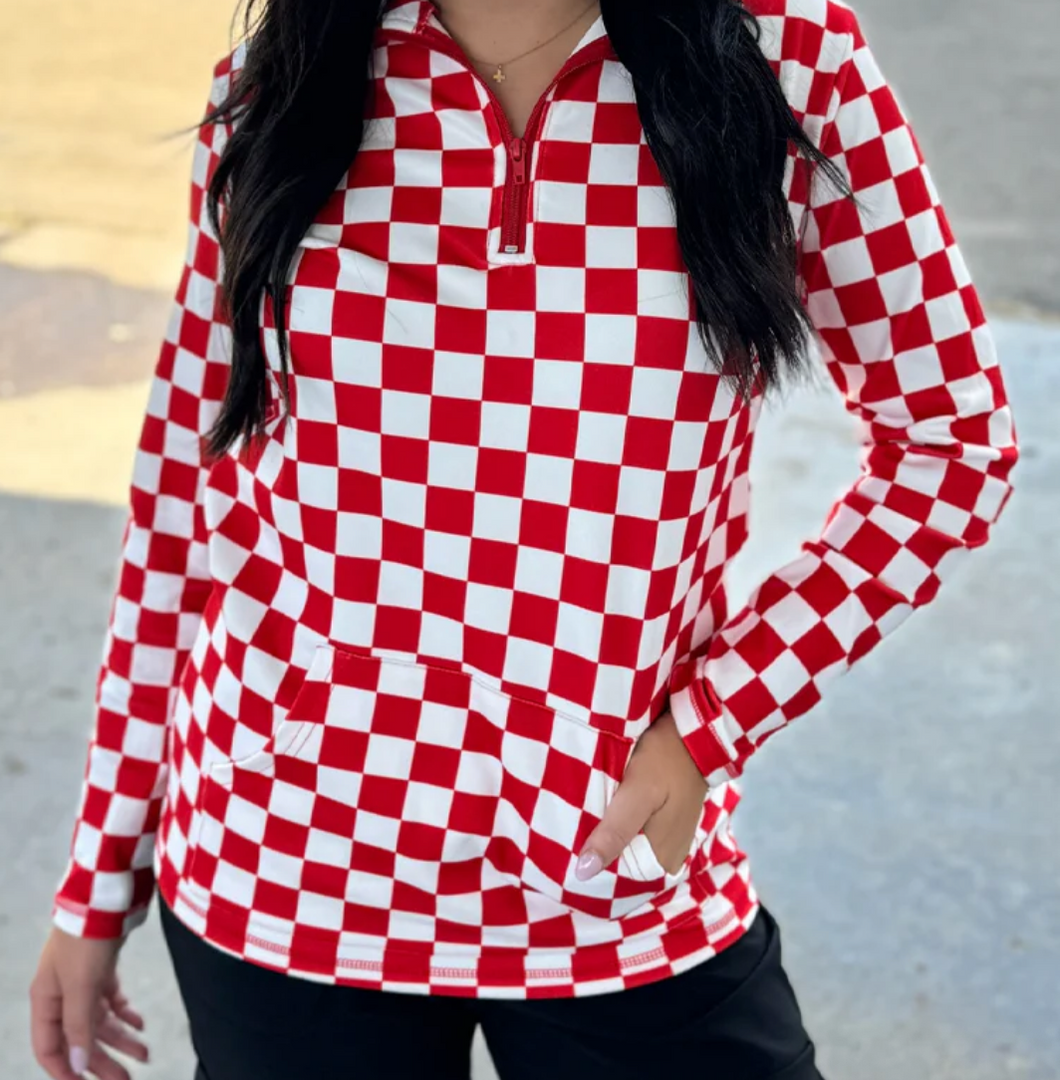 Red & White Checkered Pullover