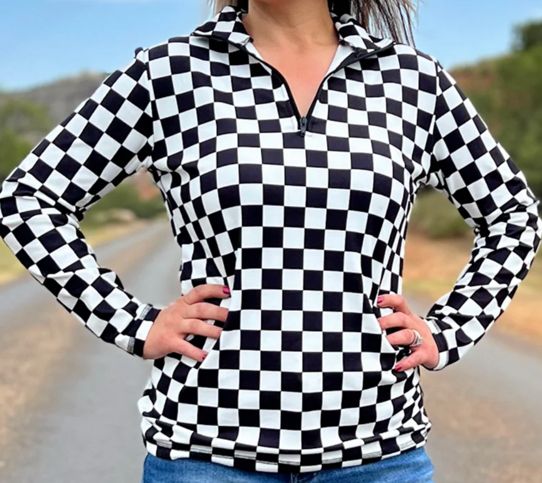 Black & White Checkered Pullover