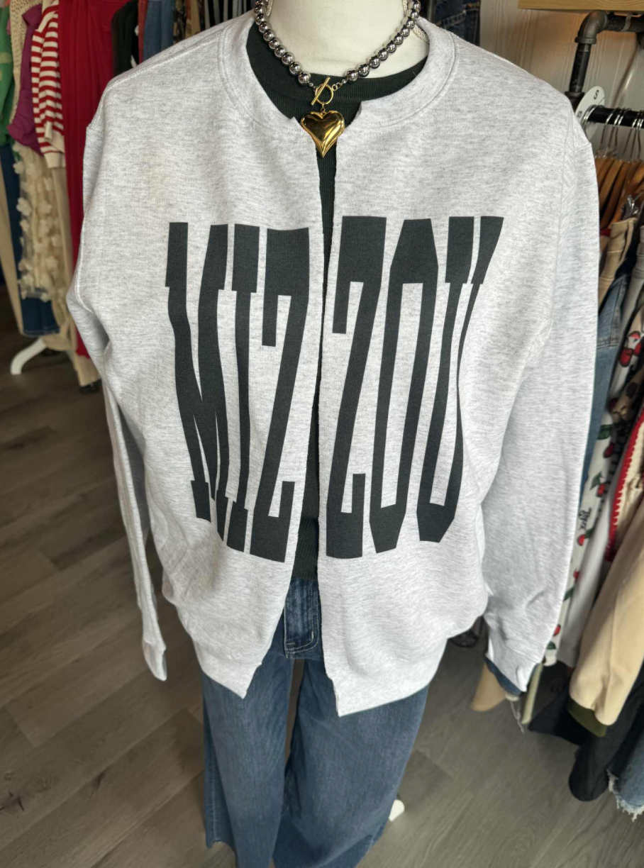 Mizzou Split Sweatshirt w/ Black Block Letters