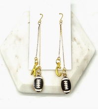 Load image into Gallery viewer, KC &amp; Football Chain Dangle Earrings
