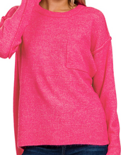 Load image into Gallery viewer, Hot Pink Hi-Low Hem Sweater
