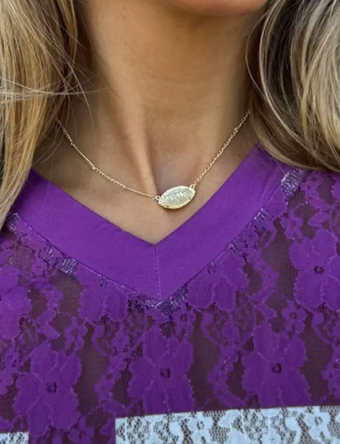 Clear & Gold Pendant Football Necklace