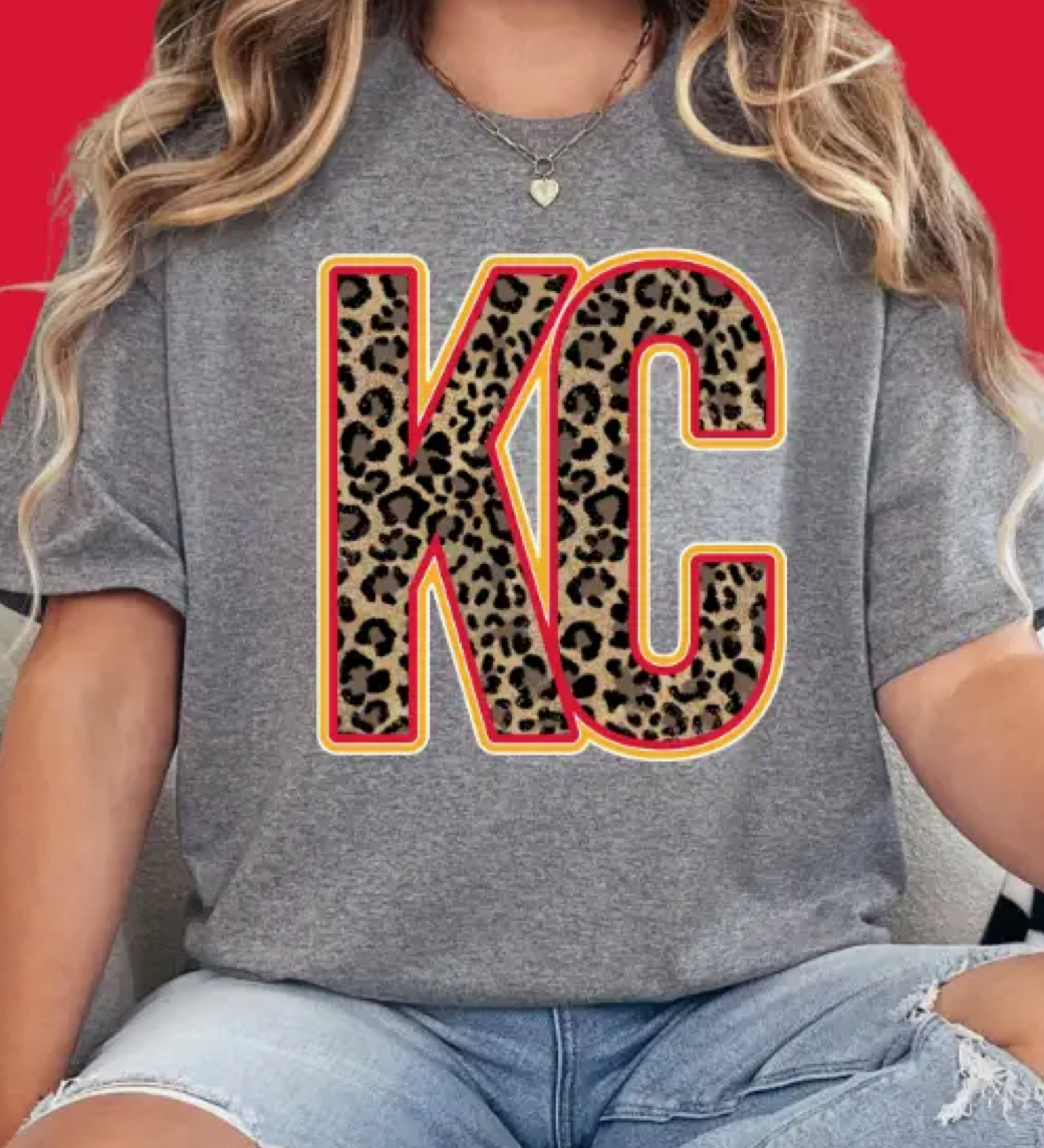 Red & Yellow Animal Print KC Gray Tee