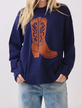 Load image into Gallery viewer, Navy Cowboy Boot Sweater
