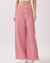 Load image into Gallery viewer, Red &amp; White Stripe Wide-Leg Pants

