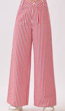 Load image into Gallery viewer, Red &amp; White Stripe Wide-Leg Pants
