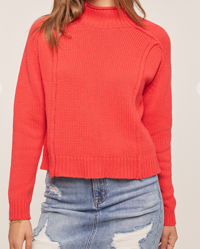 Red Scarlet Mock Neck Sweater