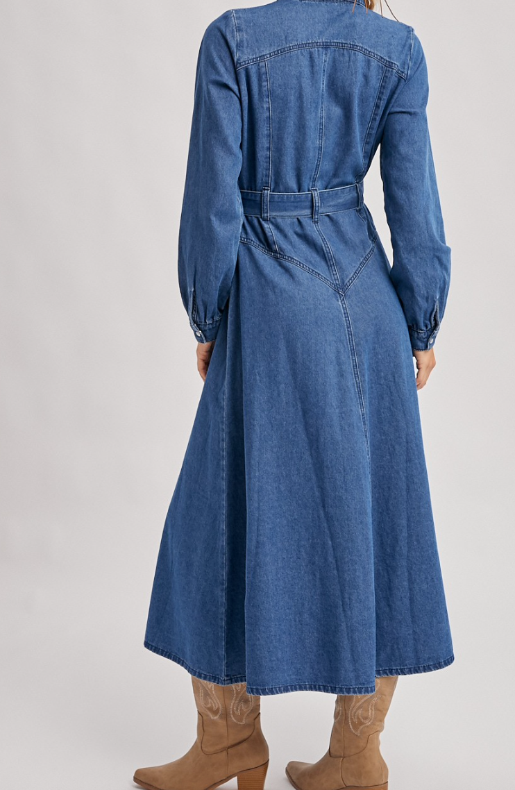 Denim A-Line Shirt Dress Small