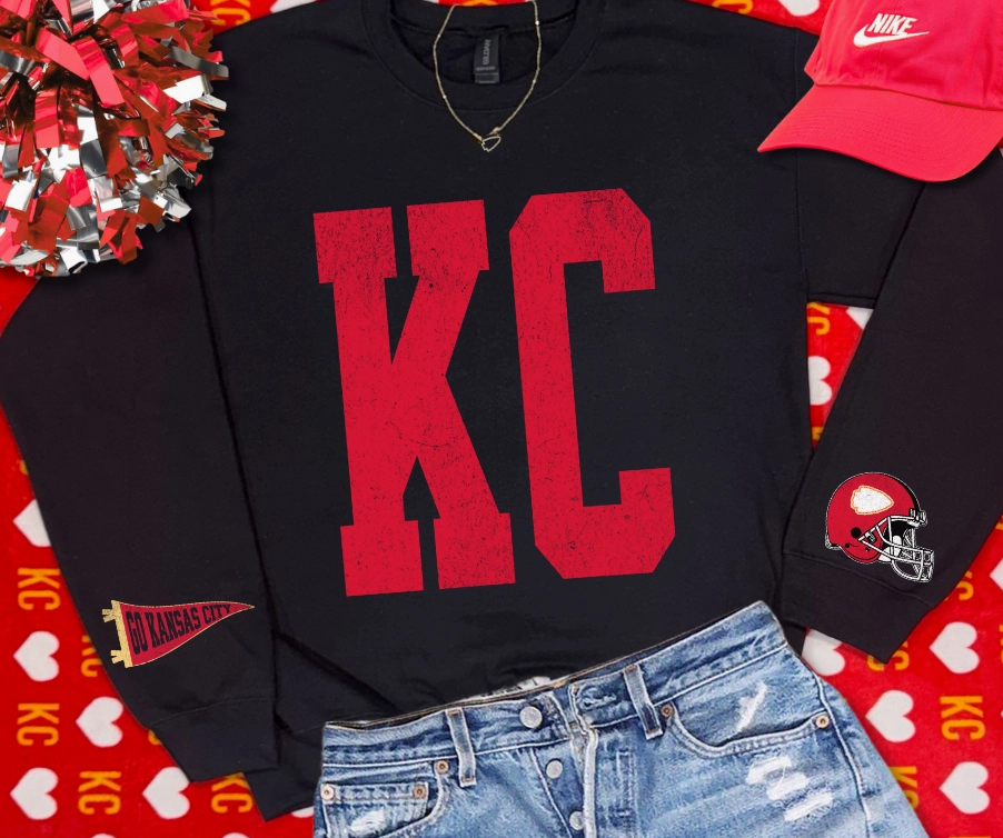 Black & Red KC Sweatshirt w/ Sleeve Details