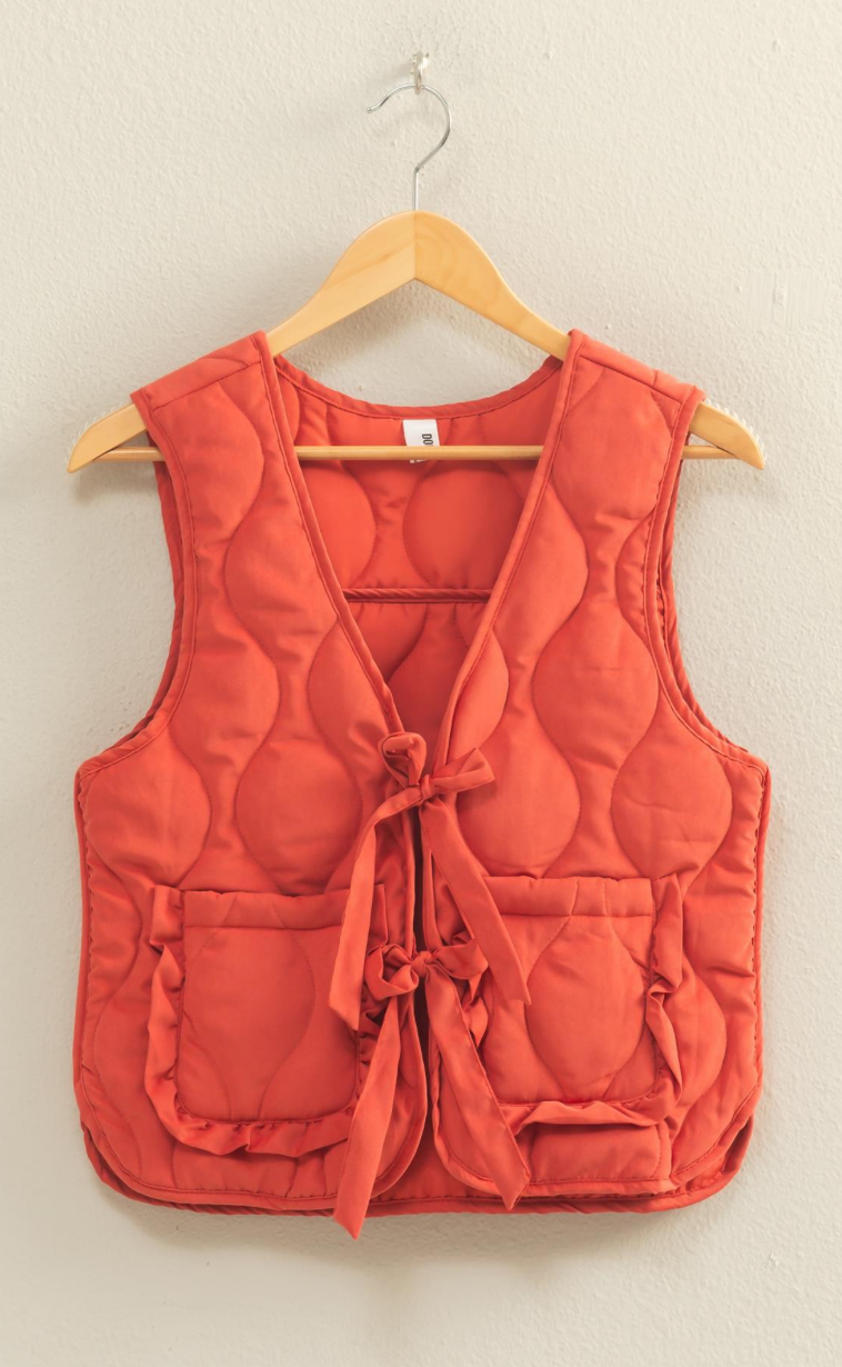 Pale Red Quilted Vest
