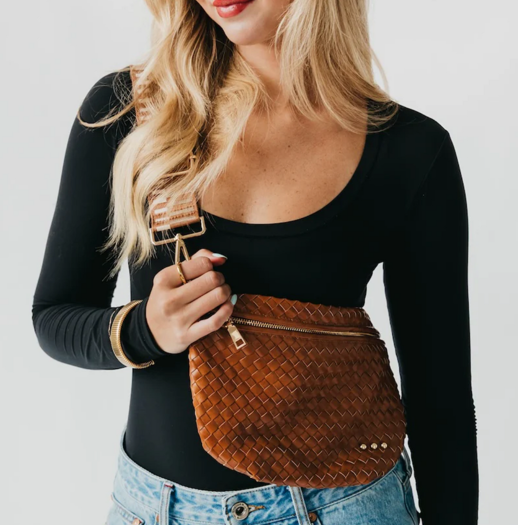 Brown Woven Sling Bag
