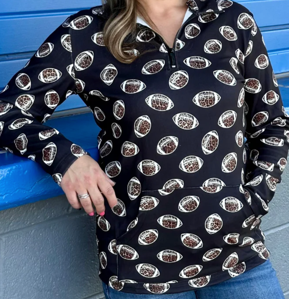 Football Pullover w/ Quarter Zip and Kangaroo Pocket
