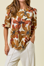 Load image into Gallery viewer, Rust Floral 3/4 Sleeve Blouse
