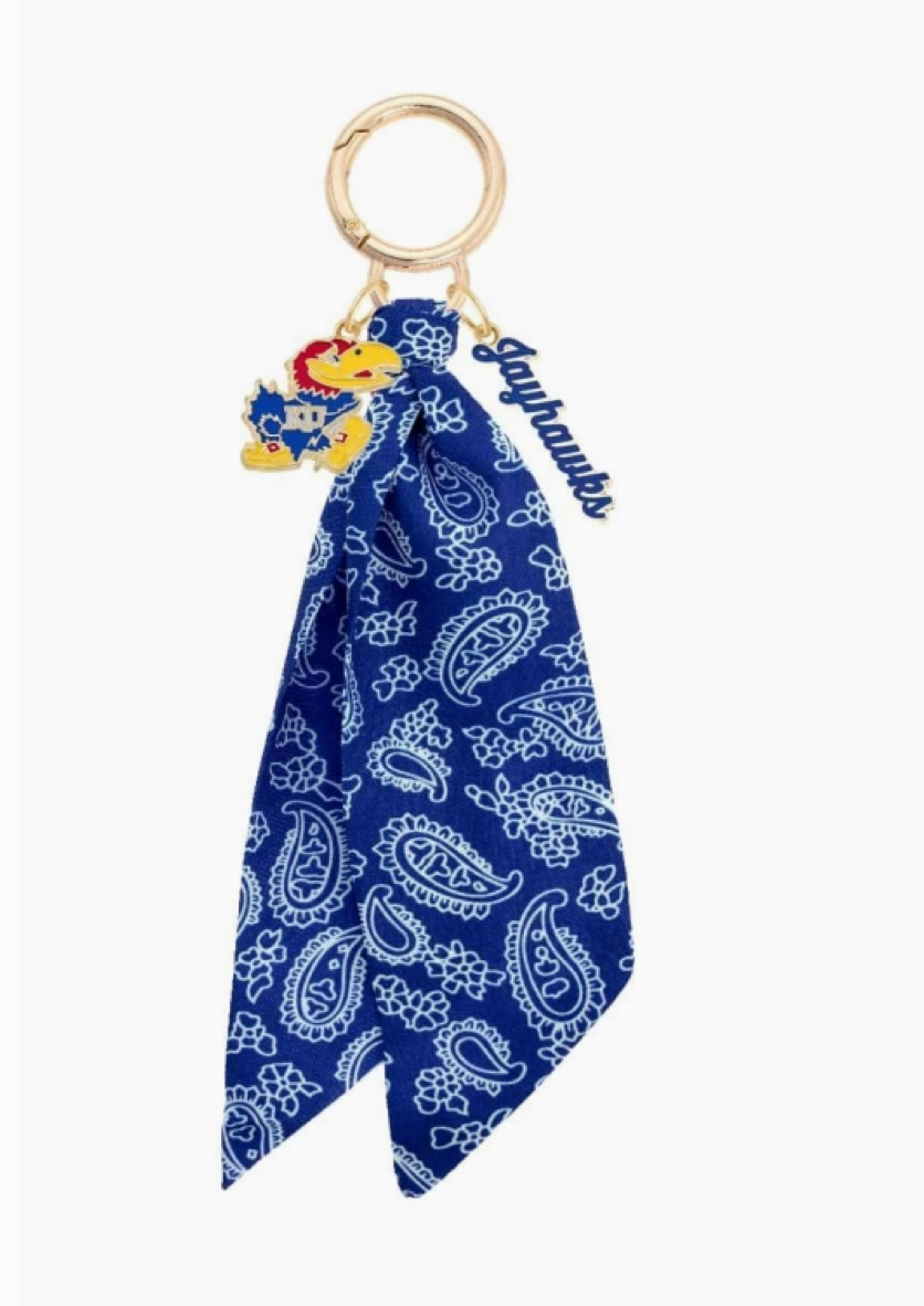 Blue Paisley KU Bag Charm/Key Chain
