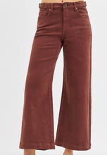 Load image into Gallery viewer, Chocolate Brown High-Rise Long Crop Wide-Leg Jeans
