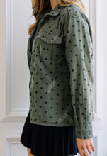 Load image into Gallery viewer, Olive Distressed Star Jacket
