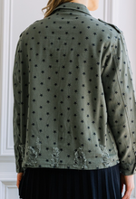Load image into Gallery viewer, Olive Distressed Star Jacket
