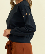 Load image into Gallery viewer, Black Grommet Detail Sweatshirt
