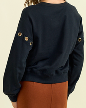Load image into Gallery viewer, Black Grommet Detail Sweatshirt
