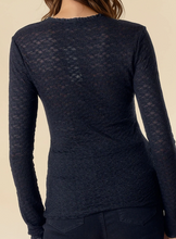 Load image into Gallery viewer, Black Textured Floral Mesh Long Sleeve Shirt
