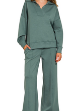 Load image into Gallery viewer, Jade Scuba Deep V Collared Pullover &amp; Pants Set
