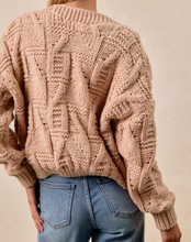 Load image into Gallery viewer, Oatmeal &amp; Flower Bow-Tie Cardigan Sweater
