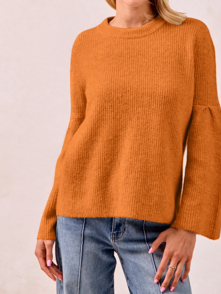 Rust Sweater w/ Wide-Open Sleeves