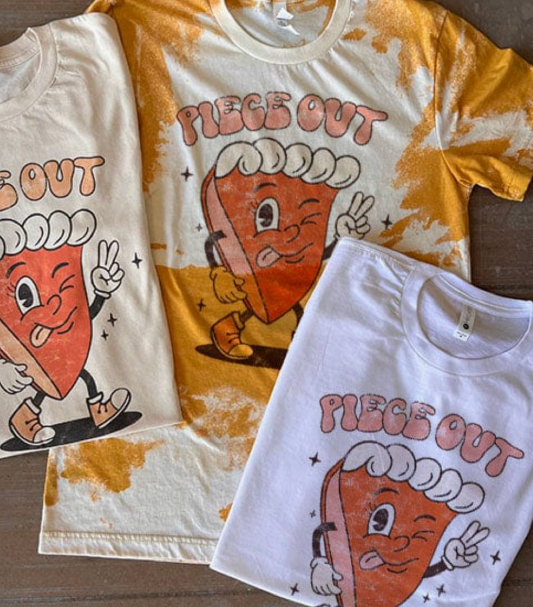Piece Out Pumpkin Pie Mustard Bleached T-Shirt