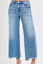 Load image into Gallery viewer, Medium Wash High-Rise Crop Wide-Leg Jeans
