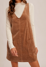 Load image into Gallery viewer, Taupe SNow Wash Corduroy Overall Dress
