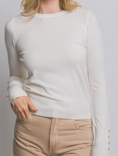 Load image into Gallery viewer, Ivory Lightweight Sweater w/ Detailed Cuff
