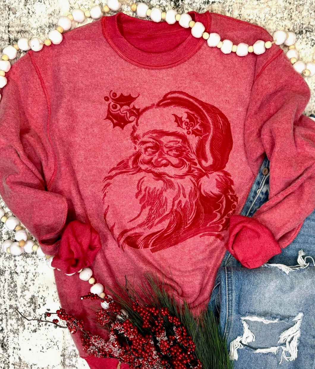 Red Santa Inside Out Soft Sweatshirt