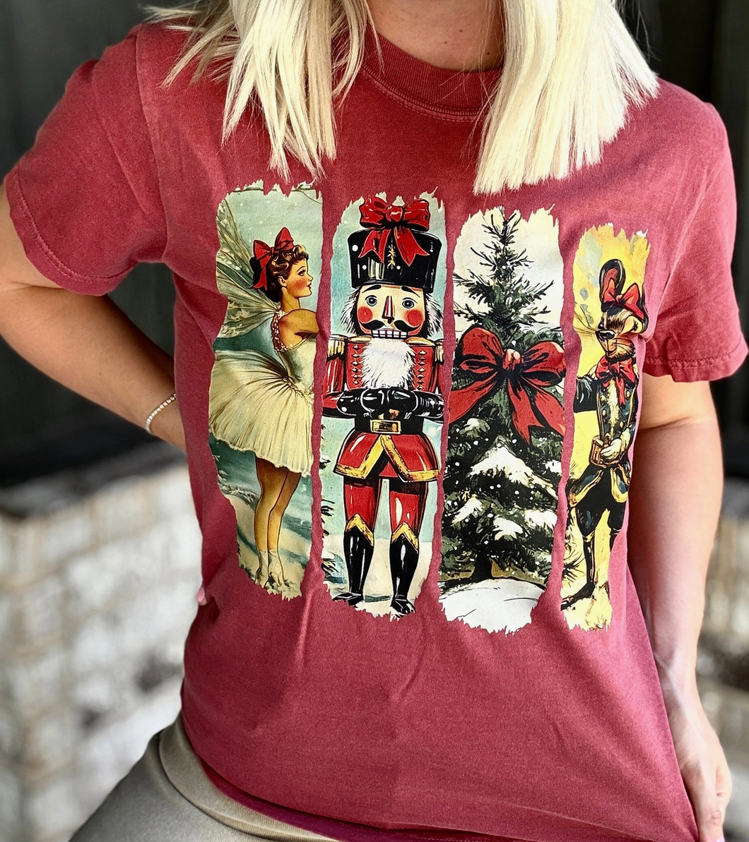 Crimson Red Paint Stroke Nutcracker T-Shirt