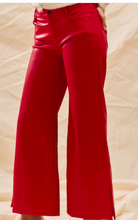 Load image into Gallery viewer, Red Wide-Leg Stretch Faux Leather Pants
