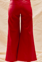 Load image into Gallery viewer, Red Wide-Leg Stretch Faux Leather Pants
