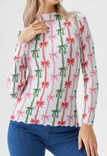 Load image into Gallery viewer, Red &amp; Green Christmas Bow/Ribbon Mesh Long Sleeve Top
