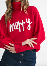Load image into Gallery viewer, Red &quot;Merry&quot; Turtleneck Sweater
