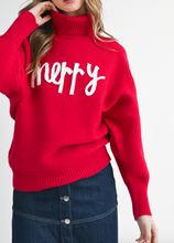 Load image into Gallery viewer, Red &quot;Merry&quot; Turtleneck Sweater
