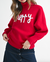 Load image into Gallery viewer, Red &quot;Merry&quot; Turtleneck Sweater
