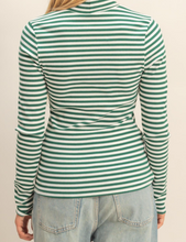 Load image into Gallery viewer, Green &amp; White Stripe Turtleneck
