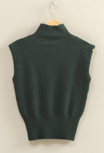 Load image into Gallery viewer, Forest Green Sleeveless Mock Neck Sleeveless Sweater
