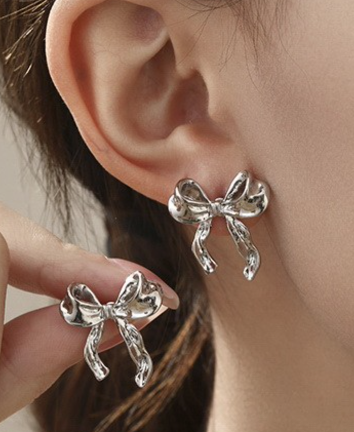 Silver Bow Earrings