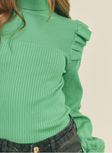 Load image into Gallery viewer, Green Shoulder Ruffle Long Sleeve

